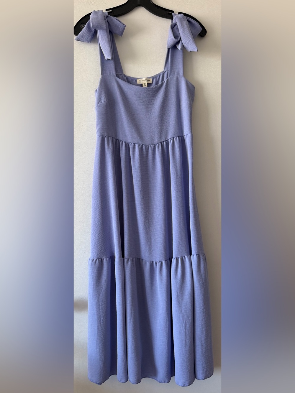 See You Monday Periwinkle Bow Shoulder Midi Sundress Size Medium Cottagecore